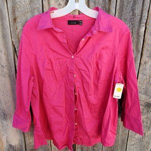 NWT Apt. 9 Women's 1X Pink 3/4 Sleeve Blouse